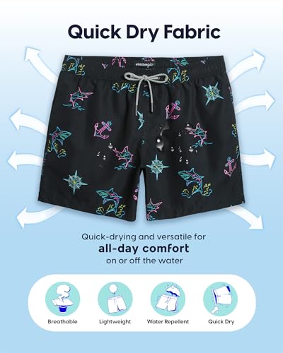 Image of maamgic Mens Swim Trunks 5 Inch with Mesh Lining, Quick Dry Mens Bathing Suit, Swim Shorts for Swimming and Beach