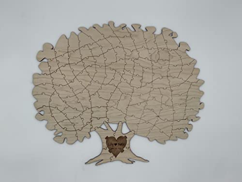 Havoly Personalized Wooden Tree Puzzle Wedding Guest Book Alternative | Custom Engraved Sign In Book Great For Anniversaries, Birthdays, Quinceaneras, Bar/Bat Mitsvahs, Family Reunions, & All Events #TOP1