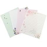 QingLanJian 16 Pretty Flower Small Letter Writing Lined Paper and 8 Envelopes Stationary Set with Matching Seal Stickers