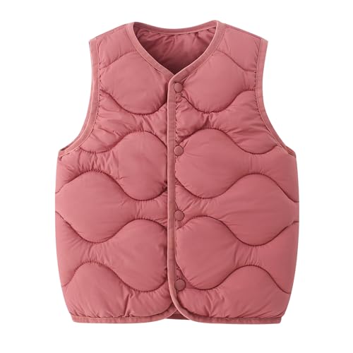 AMIYAN Toddler Girls Puffer Vest Wind Proof Sleeveless Outwear Vest Warm Lightweight Winter Coat Red Bean Paste 120 3-4T