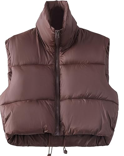 Women's Cropped Puffer Vest Winter Padded Vest Lightweight Zip Crop Puffy Gilet2