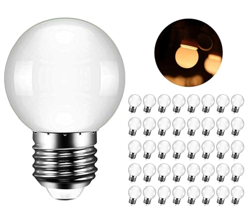MAYCOLOR LED Birnen E27 3W, Warmweiß 3000K, 240 Lumen, Plastik, Mini Globe, LED Lichterkette Außen Ideal für Hochzeit, Gärten, Party, Bar, Wohnkultur, Nicht Dimmbar, 40er Pack