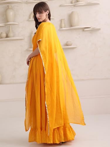 Image of PURVAJA Women's Maxi Fit & Flare Viscose Ethnic Co-Ords