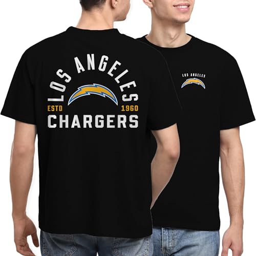 Junk Food NFL - Unisex Adult Short Sleeve Fan Tee - Los Angeles Chargers Classic Arched - Officially Licensed - Black - Large