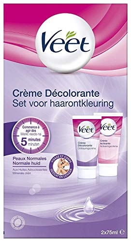 VEET 6 cremas decolorantes para rostro y cuerpo, 1 caja de 2 tubos de 75 ml