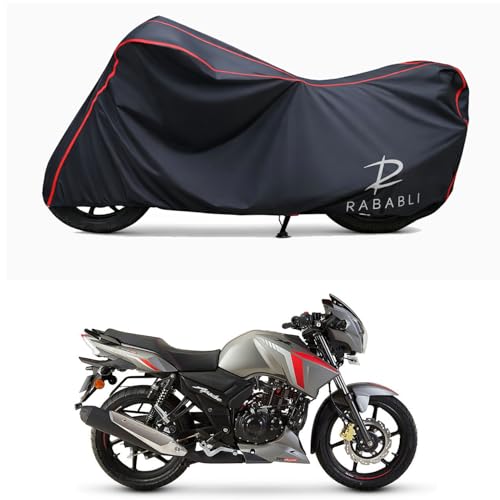 Image of Waterproof Bike Body Cover Compatible for | TVS Apache RTR 160 ABS Disc | Taffeta Fabric, Red Piping Design, Bottom Elastic Fit | Dustproof, Sun UV & Rain Protection for All Bikes