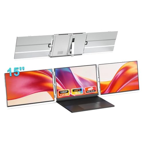 Image of VSDISPLAY 15'' Laptop Screen Extender Dual Monitor Create Triple Screen | 1920x1080 1080P Portable Travel Display,with USB-C & Mini H /D Interfaces,Plug & Play, for 13.3-16'' Laptops