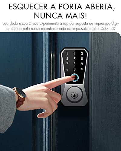 Smart fechadura com Biometria, Muito fácil de instalar, Trava automática para maior segurança, Esta