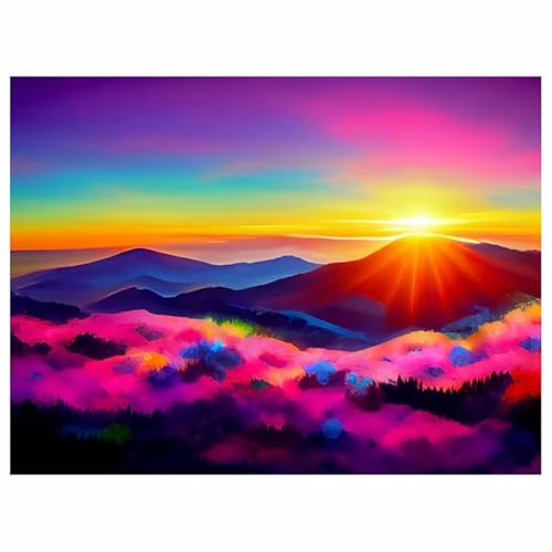 DIY Diamant Painting Paysage de Rêve au Sommet d'une Colline pour Décoration Salon 60x80