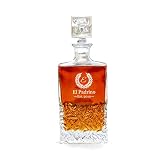 Customized Whiskey Decanter, Liquor Decanter with box, Personalized Decanter with Crown and leaf Design with Black leateratte box, set of 9 design to choose
