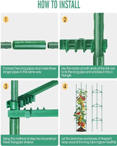 Gaiola de tomate – 3 pacotes de gaiolas de tomate para jardim, suporte de estacas de treliça de toma