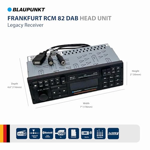 Blaupunkt Frankfurt RCM 82 DAB,1-DIN Autoradio, DAB+, Bluetooth, AUX; USB, SD-Karteneingang, Lenkradfernbedienung, Freisprecheinrichtung, Equalizer, 200 Watt, schwarz