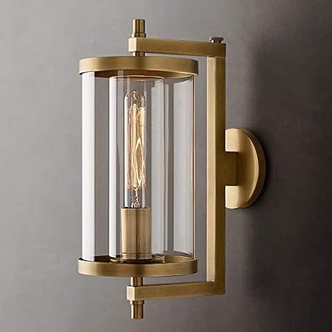 XAXR Retro Wall Lamp Brushed Gold Finish Brass Fixture E14 Socket Wall Light Cover