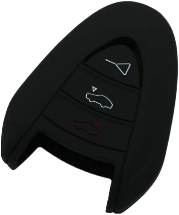 SEGADEN Silicone Cover Protector Case Holder Skin Jacket Compatible with PORSCHE 3 Button Remote Key Fob CV9920 Black