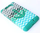 Cellphone Trendz High Impact Hybrid Rocker Case for Motorola Droid Maxx XT1080M / Droid Ultra XT1080 - Teal Silicone with Teal Anchor Chevron Hard Shell