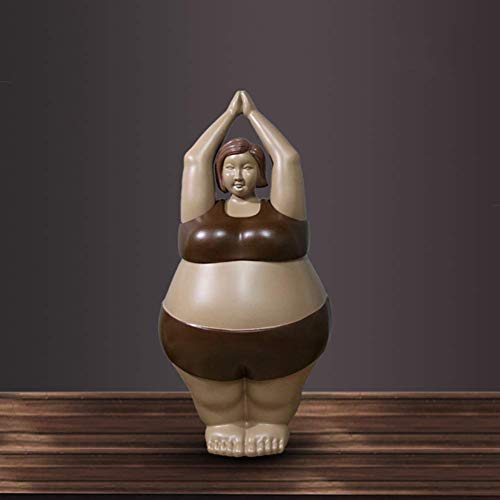 Statue de pose de yoga en polyrésine beige décorative de 35cm - 2
