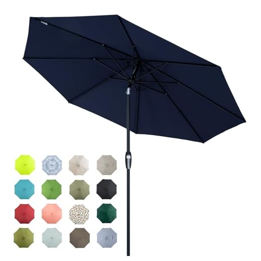 Best deals on 9 market umbrella with auto crank tilt Tempera 9ft Outdoor Table Umbrella