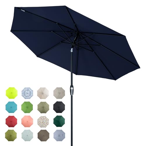 Image of Tempera Patio Market Outdoor Table Umbrella with Auto Tilt and Crank, Large Sun Umbrella with Sturdy Pole & Fade Resistant Canopy, Easy to Set