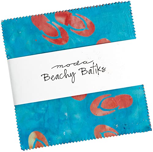 Beachy Batiks Charm Pack By Moda; 42-5" Precut Fabric Quilt Squares #TOP12