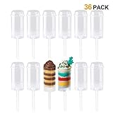 Accguan Round Shape Clear Push-Up Cake Pop Shooter (Push Pops) Plastic Containers with Lids, Base & Sticks, Pack of 36