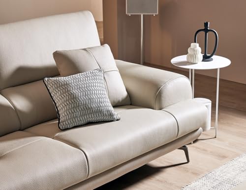 Image of Fabrique Wistorogic Leatherette 3 Seater Sofa Set with Puffy Moden Design White | Stylish Home Office & Living Room Furniture | Lightweight Design with Durable Stainless Steel Legs