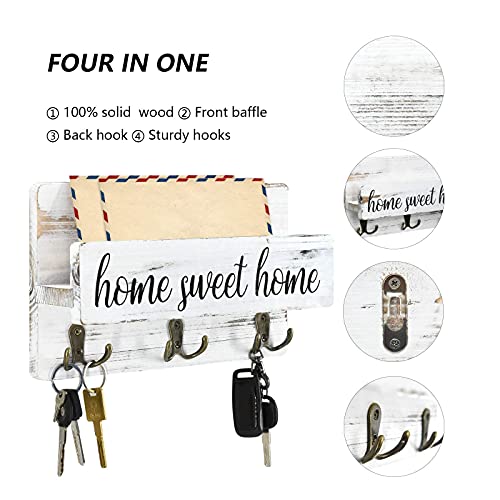 Decorative Key Hooks For Wall With Shelf,Farmhouse Mail And Keys Holder For Wall,Key Hanger Rack For Wall Entryway Mail Shelf,Mail Organizer Wall Mount,Hanging Mail Sorter With Shelf,Wood Mail Storage #TOP4