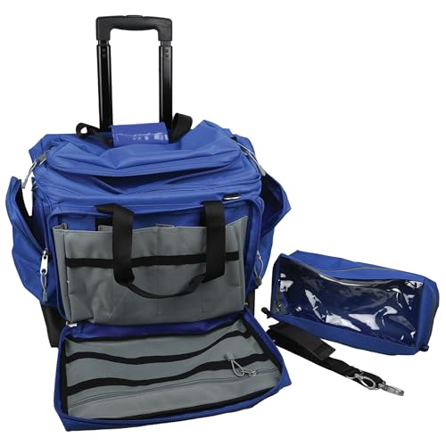 Gima - Smart Trolley-Tasche, aus wasserdichtem Polyester, widerstandsfähig, verstellbare Fächer, Außentaschen, Innenteiler, abnehmbare Handtasche, wasserdichter Gummiboden, Blaue Farbe, 56x32,5x49 cm