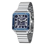 BERNY 腕時計 メンズ メンズスクエア型自動巻き機械時計 100 メートル防水 サファイアレンズを採用し、アナログ式文字盤 クラシックなローマ数字マーカー 日付カレンダー機能付き サファイアクリスタルを採用した