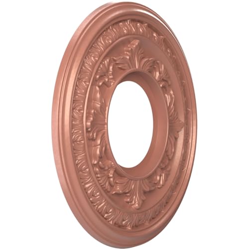 Image of Ekena Millwork CMP10BAFCP Baltimore Thermoformed PVC Ceiling Medallion (Fits Canopies up to 4 1 /4 inch), 10 inchOD x 3 1 /2 inchID x 3 /4 inchP, Universal Pearl Metallic Champagne Pink