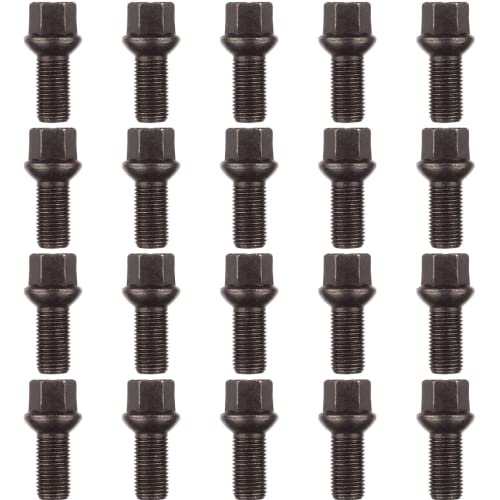 Ellis Excellence Set of 20 Alloy Wheel Bolts M14 x 1.5, 27mm Thread, Radius Seat, 17mm Hex (Black)