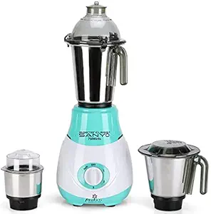 MasterClass Sanyo Riaa 750W Mixer Grinder with 3 SStainless Steel Jars (1 Wet Jar, 1 Dry Jar and 1 Chutney Jar), Green-White.Make in India(ISI Certified)