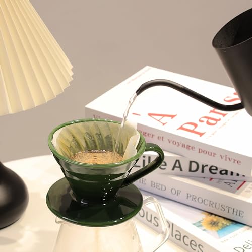 LonMuseum Ceramic Pour Over Coffee Dripper 01 with 50 Pack Filter, Green by LonMuseum - Used condition - Image 9