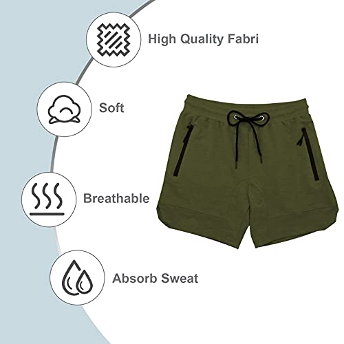 Image of PIDOGYM Men's 5 inch Gym Workout Shorts,Fitted Jogging Short Pants for Bodybuilding Running Training with Zipper Pockets