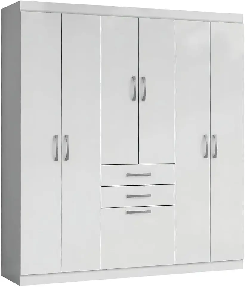 Guarda Roupas Casal 7 Portas 2 Gavetas Lisboa Aramóveis (BRANCO)