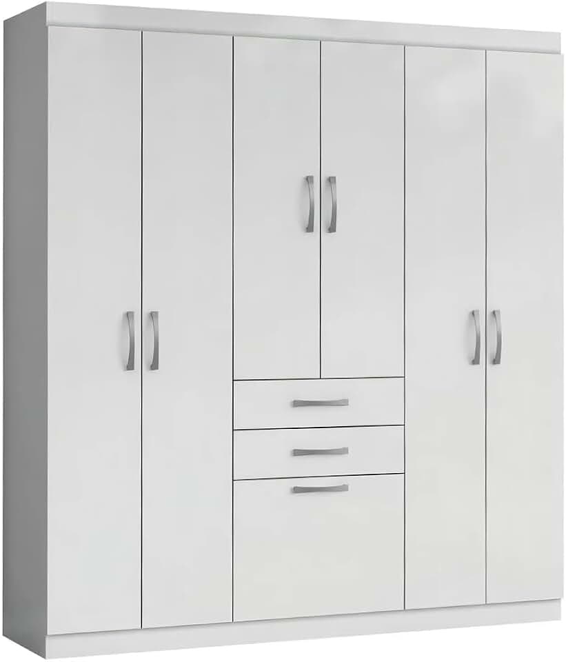 Guarda Roupas Casal 7 Portas 2 Gavetas Lisboa Aramóveis (BRANCO)