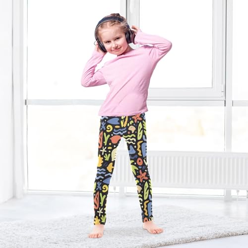 Abstract Palm Tree Summer Girls Leggings Soft Stretch Workout Yoga Dance Pants for Kids Casual Tights4