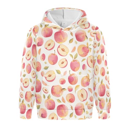 KLL Watercolor Peaches Toddlers and Boys' Sweatshirt Casual Athletic Hoodie with Kangaroo Pocket
