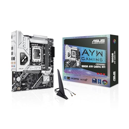 B860M AYW GAMING WIFI, Scheda Madre Intel mATX, Socket LGA 1851, Slot DDR5, PCIe 4.0, Due Slot M.2, WIFI 6, Ethernet Realtek 2.5Gb, HDMI, SATA 6Gbps, Porta Posteriore USB da 10Gbps, Aura Sync