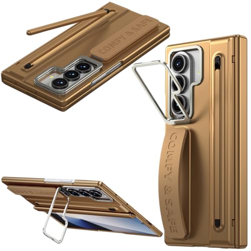 Étui antichoc Galaxy Z Fold 7 anti-chute avec protège-charnière complet et stylet - Doré