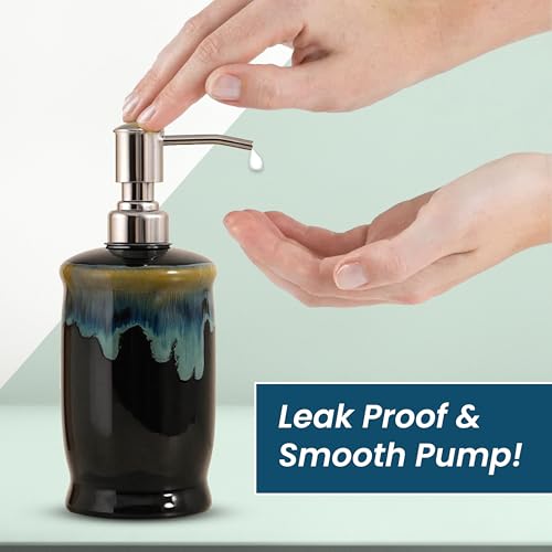 Image of AD Tech Solution Ceramic Liquid Soap Dispenser with Rust Free Pump|Handwash Shampoo Dispenser for Bathroom| Handwash Bottle for Kitchen|Soap Bath Dispenser for Bathroom. (Black, 450ML)