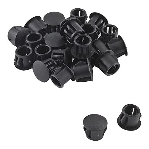 Image of 25 Pcs 3 /8 Inch (10mm) Black Hole Plug | Plastic Hole Cover, Round End Cap, Flush Type Tube Insert, For Chair Furniture Glide Protectors