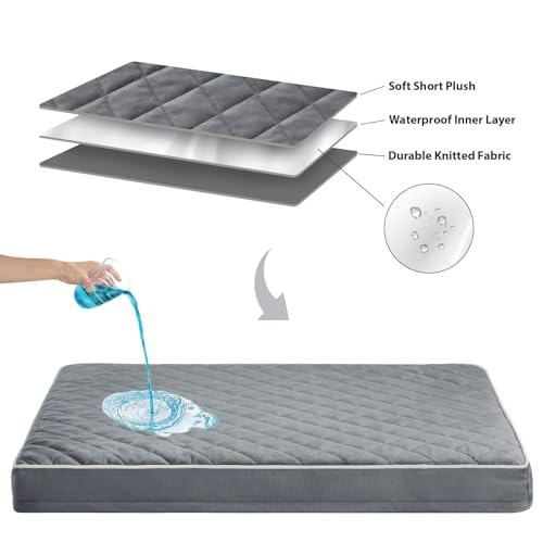 Image of WNPETHOME Orthopedic Giant Dog Beds Large Sized Dog, Waterproof Extra Large Dogs Bed with Removable Washable Cover, Multi-Needle Quilting Dogs Crate Bed