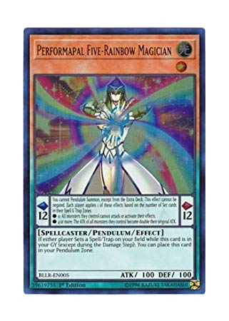 YU-GI-OH! English Version BLLR-EN005 Performapal Five-Rainbow Magician EM Final Rainbow Magician (Ultra Rare) 1st Edition