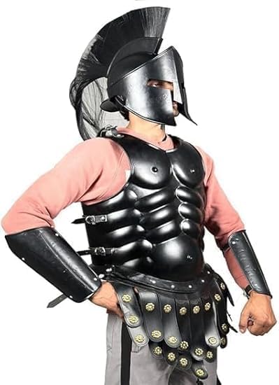 Vintage Collector’s Edition Spartan 300 Helmet and Roman Muscle Armor Set with Arm Guard Fully Easy Wearable Lightweight Helmet Halloween & Display Ready