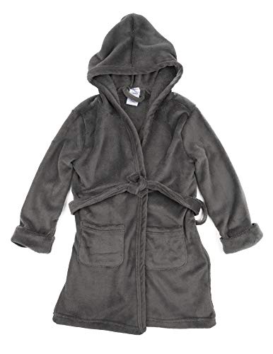 Leveret Kids Robe Boys Girls Solid Hooded Fleece Sleep Robe Bathrobe (10 Years, Grey) #TOP2