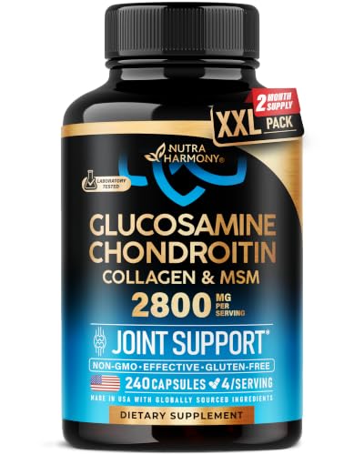 Glucosamine Chondroitin MSM Collagen | HSA | FSA Approved Product Items | Joint & Cartilage Support Supplement 2800 mg | Flexibility Nutritional Vitamins | Lab Tested | For Men & Women | 240 Capsules