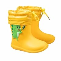 Kids Girls Wellington Boots With Hook & Loop, Boys Dinosaur Pattern Pvc Rain Boot Non Slip Waterproof Wellies Outdoor School Rain Shoes Size UK 6
