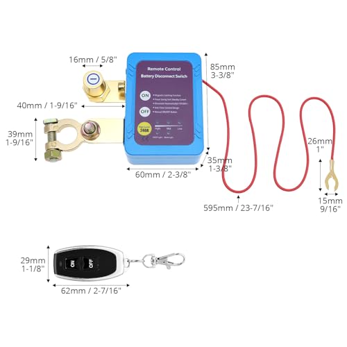 Qwork® Staccabatteria Auto, 12V 240A Staccabatteria, Stacca Batteria Remoto Senza Fili Auto, Per Auto, Camion, Camper - 6