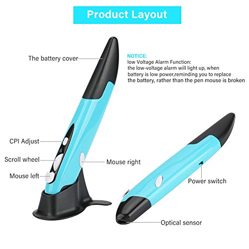 Globalstore 2.4Ghz Usb Wireless Optical Pocket Pen Mouse Adjustable 800/1200/1600 Dpi Handwriting Smart Mouse For Laptop Android Tablet Pc #TOP2