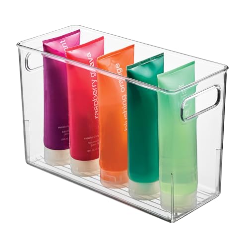 iDesign Slim Clear Plastic Bathroom Storage Bin, Tall Narrow Organizer for Lotions, Creams, and Toiletries by iDesign - Used condition - US$9.86
